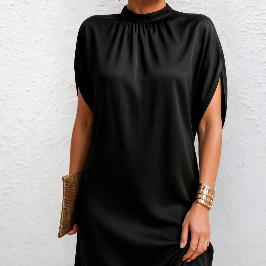 Anneline™ | Elegant svart klänning med lyxigt fall
