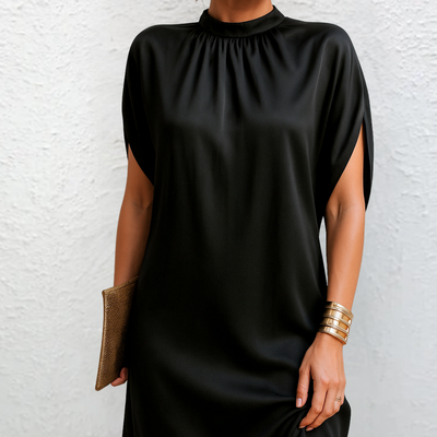 Anneline™ | Elegant svart klänning med lyxigt fall