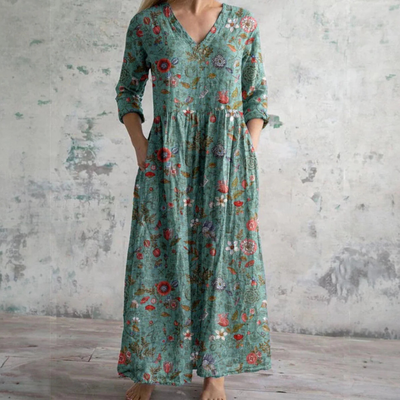 Helena™ - Elegant Sommarklänning i Hög Kvalitet med Blommigt Mönster