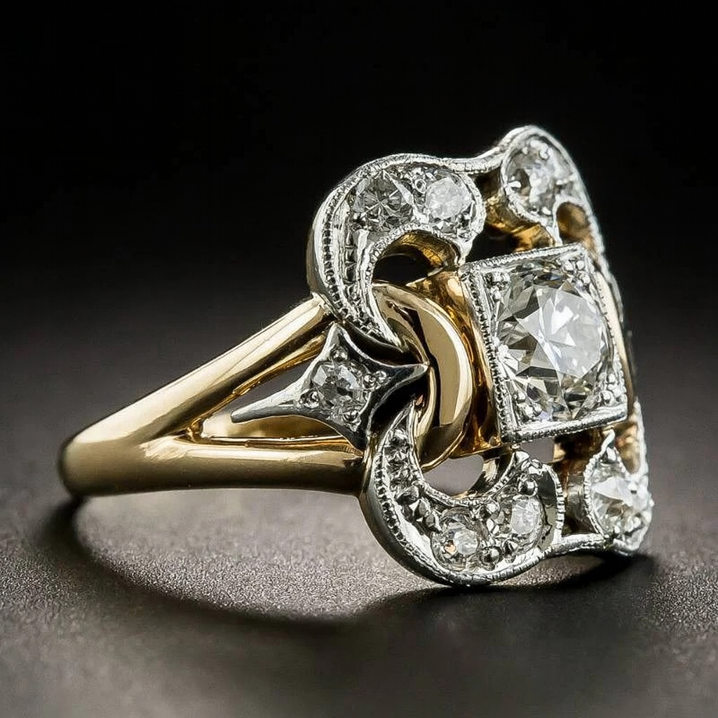 Celestia – Vintage Ring med Diamantdetaljer i Filigrandesign