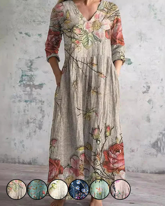 Helena™ - Elegant Sommarklänning i Hög Kvalitet med Blommigt Mönster