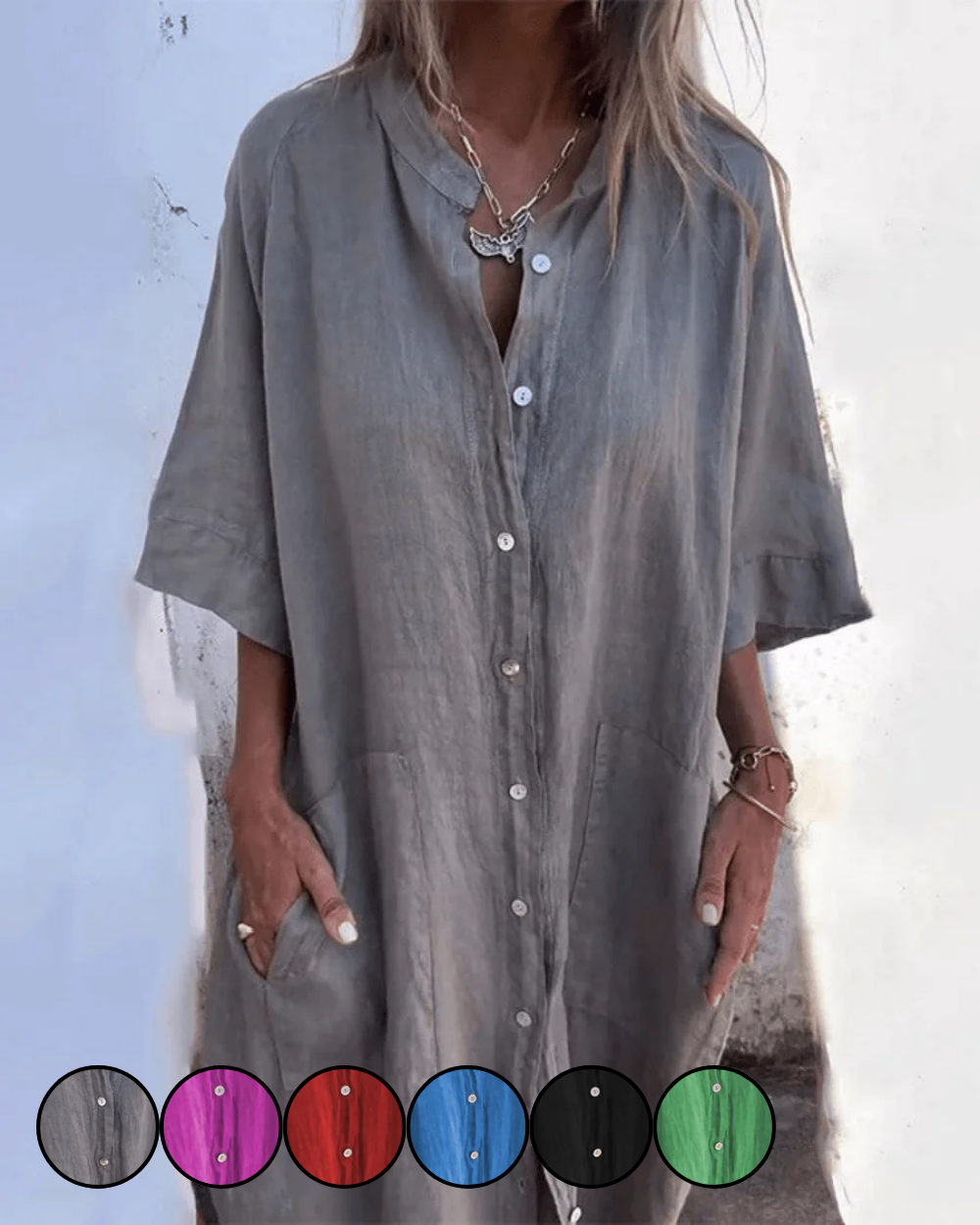 Liv™ | Boho-frihet i en stilren skjortklänning