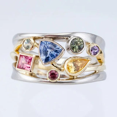 Kaleido – Färgglad Ring med Guldplätering & Stenar