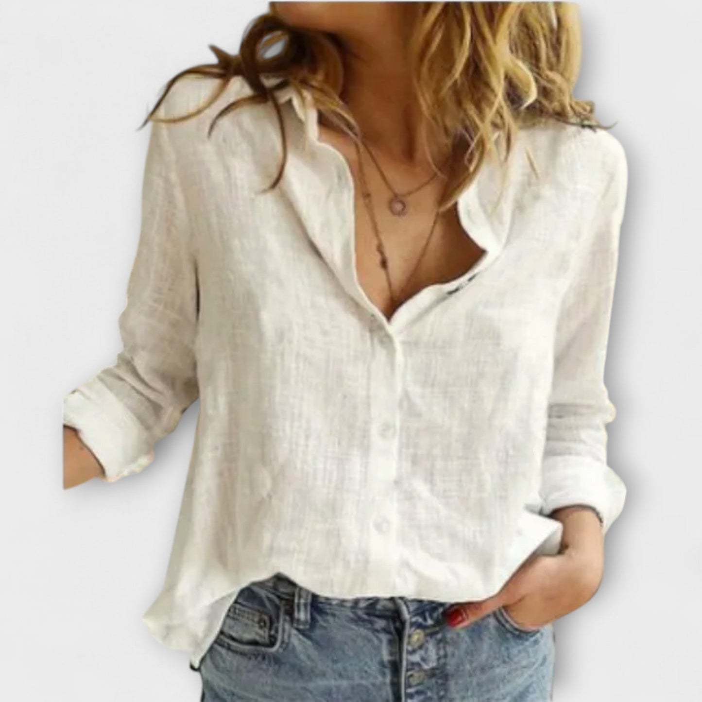 Tyra™ | Elegant Kragblus i Linneblandning