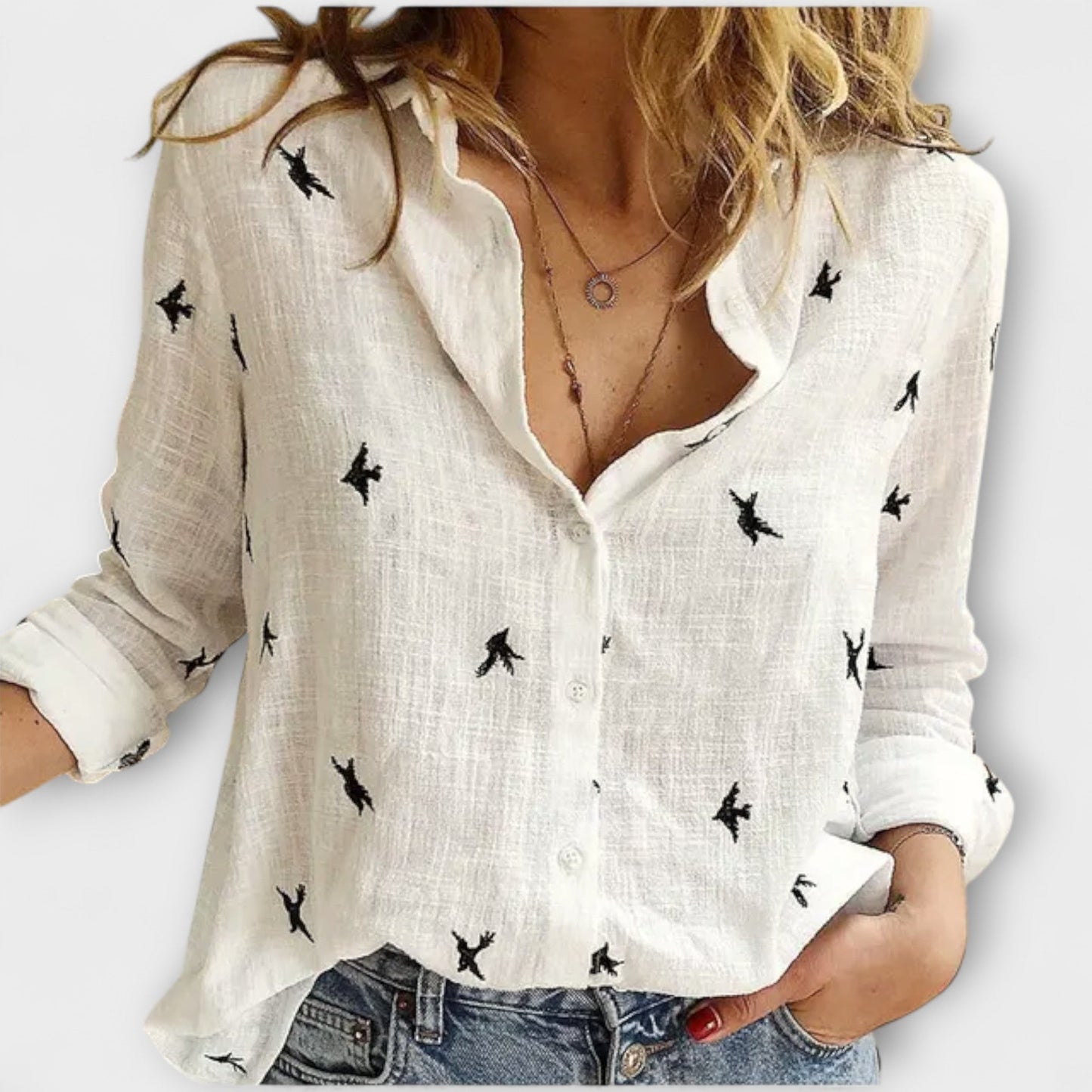 Tyra™ | Elegant Kragblus i Linneblandning