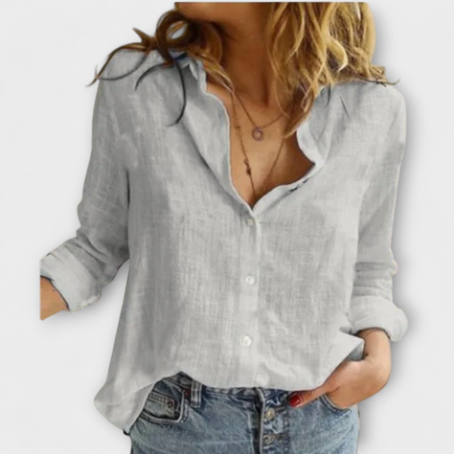 Tyra™ | Elegant Kragblus i Linneblandning