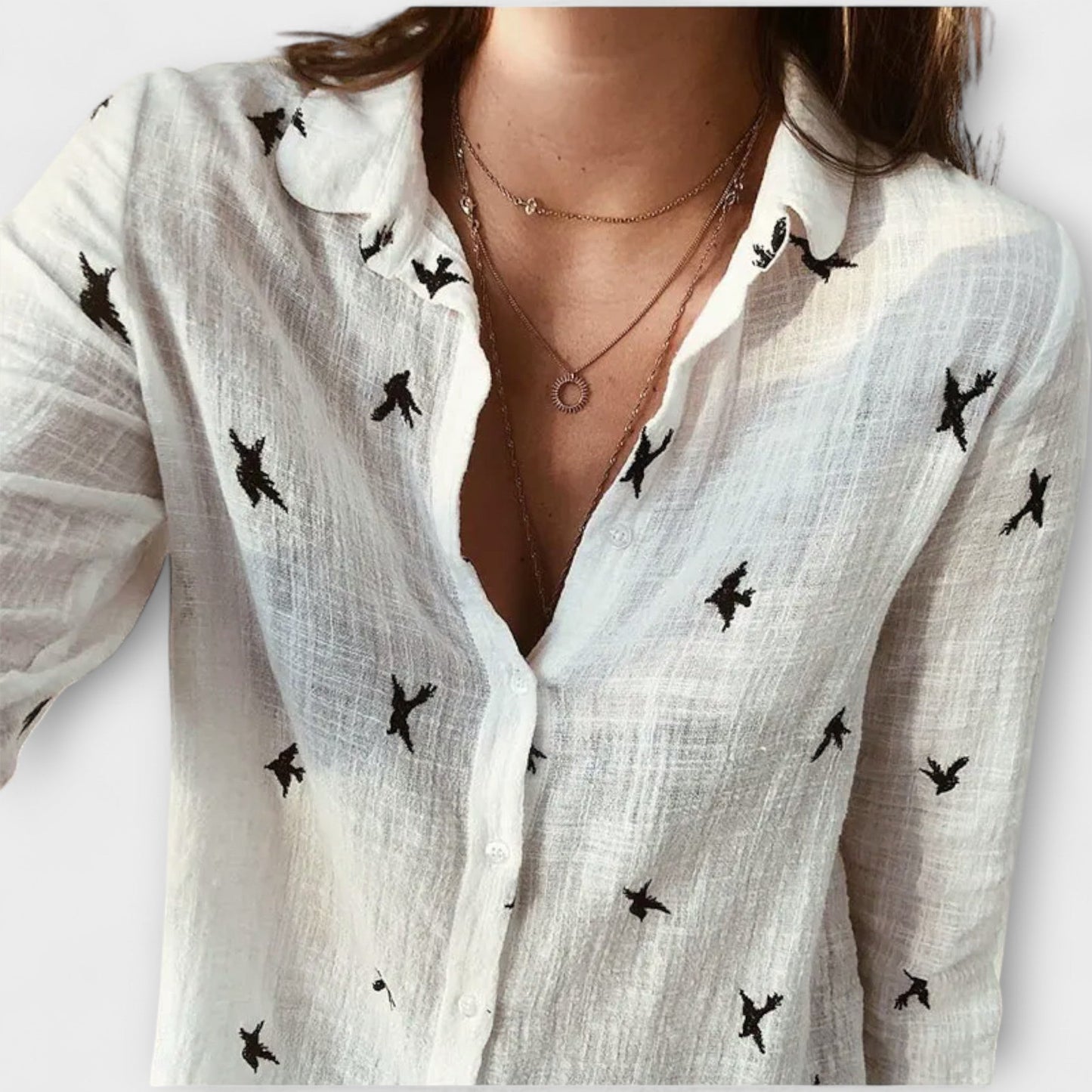 Tyra™ | Elegant Kragblus i Linneblandning