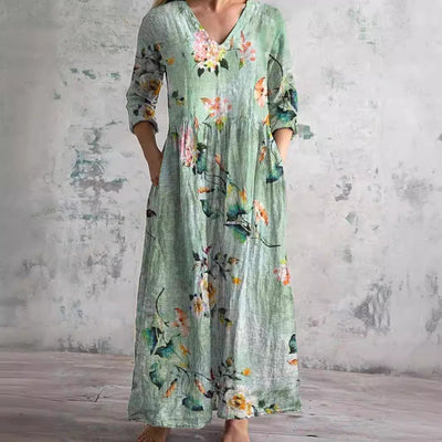 Helena™ - Elegant Sommarklänning i Hög Kvalitet med Blommigt Mönster