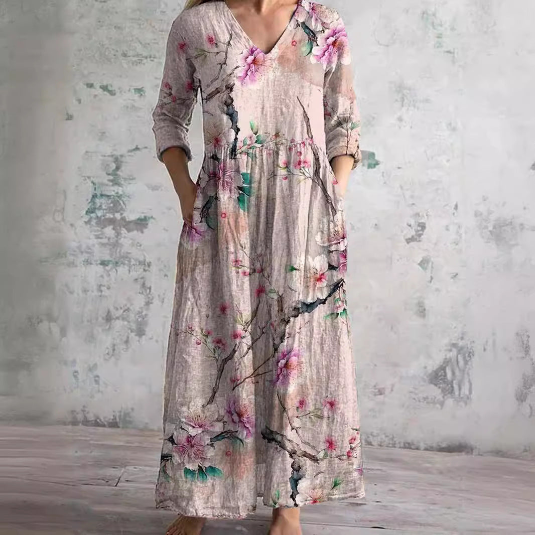 Helena™ - Elegant Sommarklänning i Hög Kvalitet med Blommigt Mönster