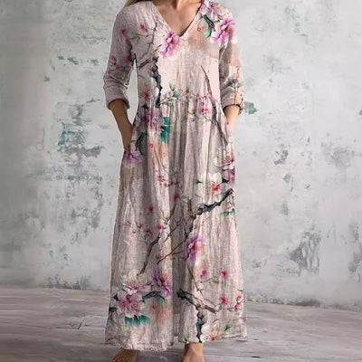 Helena™ - Elegant Sommarklänning i Hög Kvalitet med Blommigt Mönster
