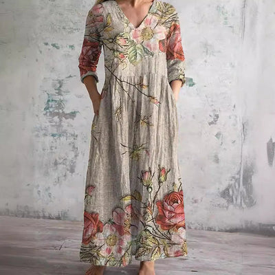 Helena™ - Elegant Sommarklänning i Hög Kvalitet med Blommigt Mönster