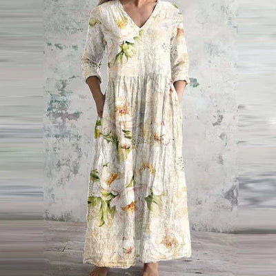 Helena™ - Elegant Sommarklänning i Hög Kvalitet med Blommigt Mönster