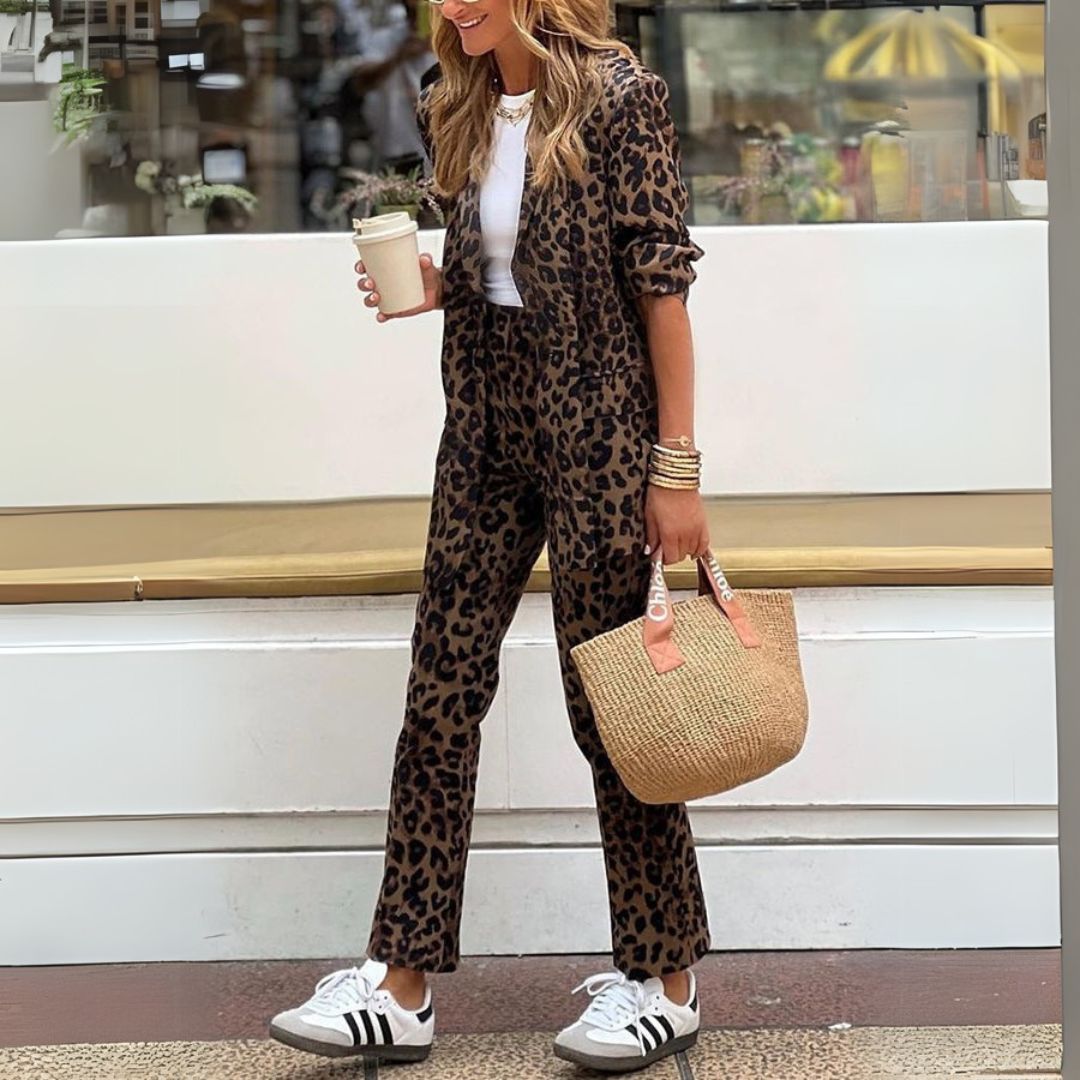 Freja™ | Djurmönstrat Set med Blazer och Byxor