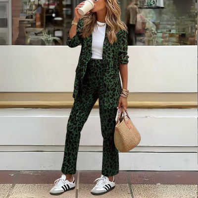Freja™ | Djurmönstrat Set med Blazer och Byxor