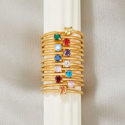 Color Pop – Tunn Ring med Färgad Sten (12 färger)
